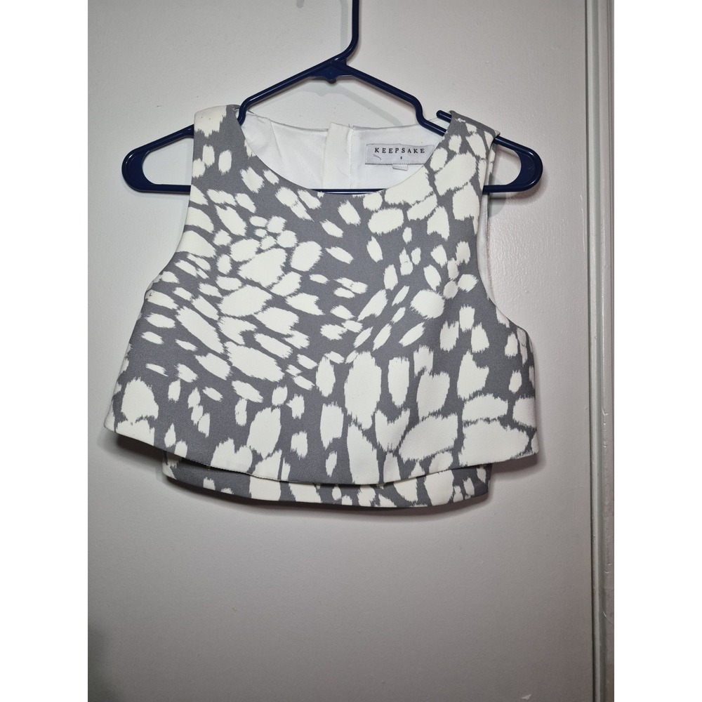 Keepsake Womens Cropped Top Sz Small  Overlap Lined Back Zipper Preppy Sleeveles